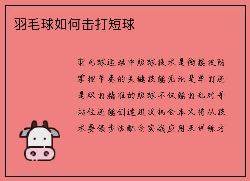 羽毛球如何击打短球